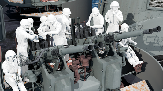 WWII US Navy - 40mm Quod Bofors Crew - 10 Figures - Set 1
